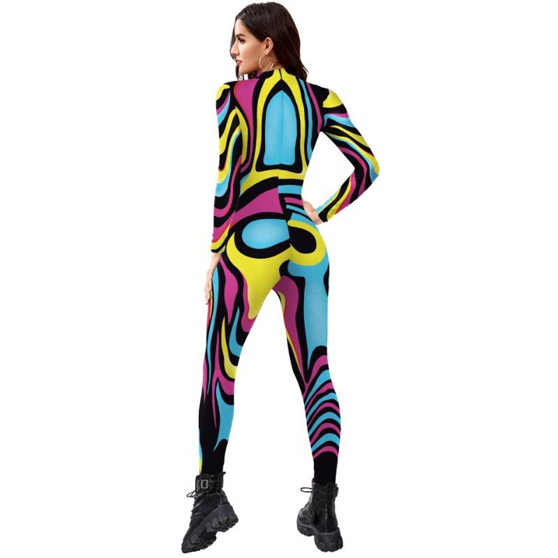 Spring Colorful Body Show Suit Digital Printing Carnival Cosplay One-Piece Costume