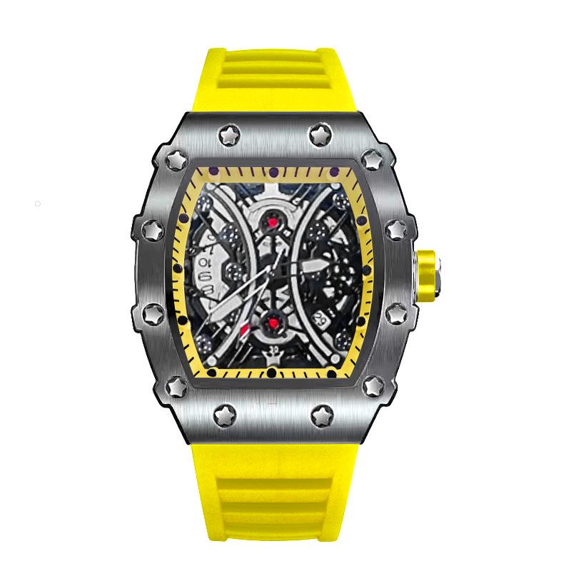 ZIDO Men's Luminous Waterproof Tonneau Quartz Skeleton Watch 1704