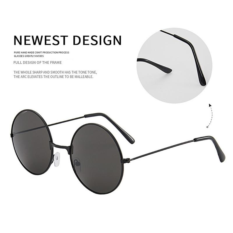 Classic Vintage Metal Round Shape Frame Colored Lenses Sunglasses Unisex Trendy Uv Protection Reflective Sunglasses