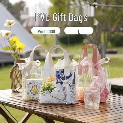 In-Stock Women's Day Daisy PVC Tote - Small Transparent Wedding/Party Favor & Gift Bag