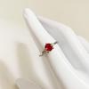 Korean Style Red Diamond Zirconia Cat Open Ring for Women - Fashionable and Sweet.