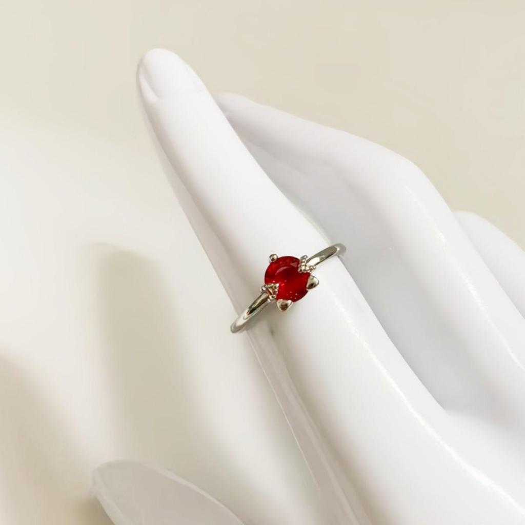 Korean Style Red Diamond Zirconia Cat Open Ring for Women - Fashionable and Sweet.