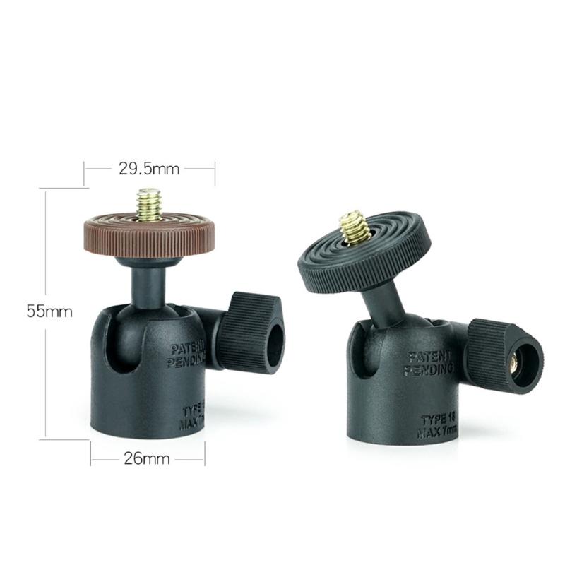 Mini Ball Head 1/4inch Screw Mount 360 Degree Rotatable for Camera Camcorder LED Light Bracket DSLR Camera Tripod Stand