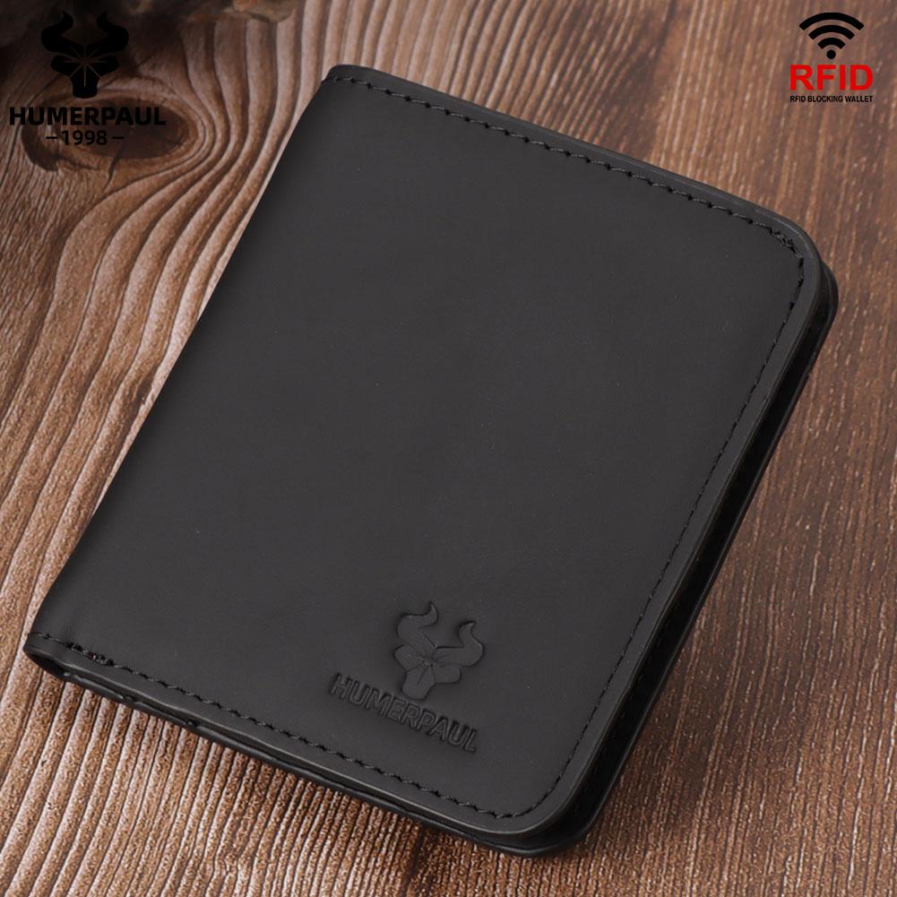 Humerpaul Thin Cow Genuine Leather Wallet Men Coin Purse Small Mini Card Holder Simple PORTFOLIO Portomonee Slim Male Wallet
