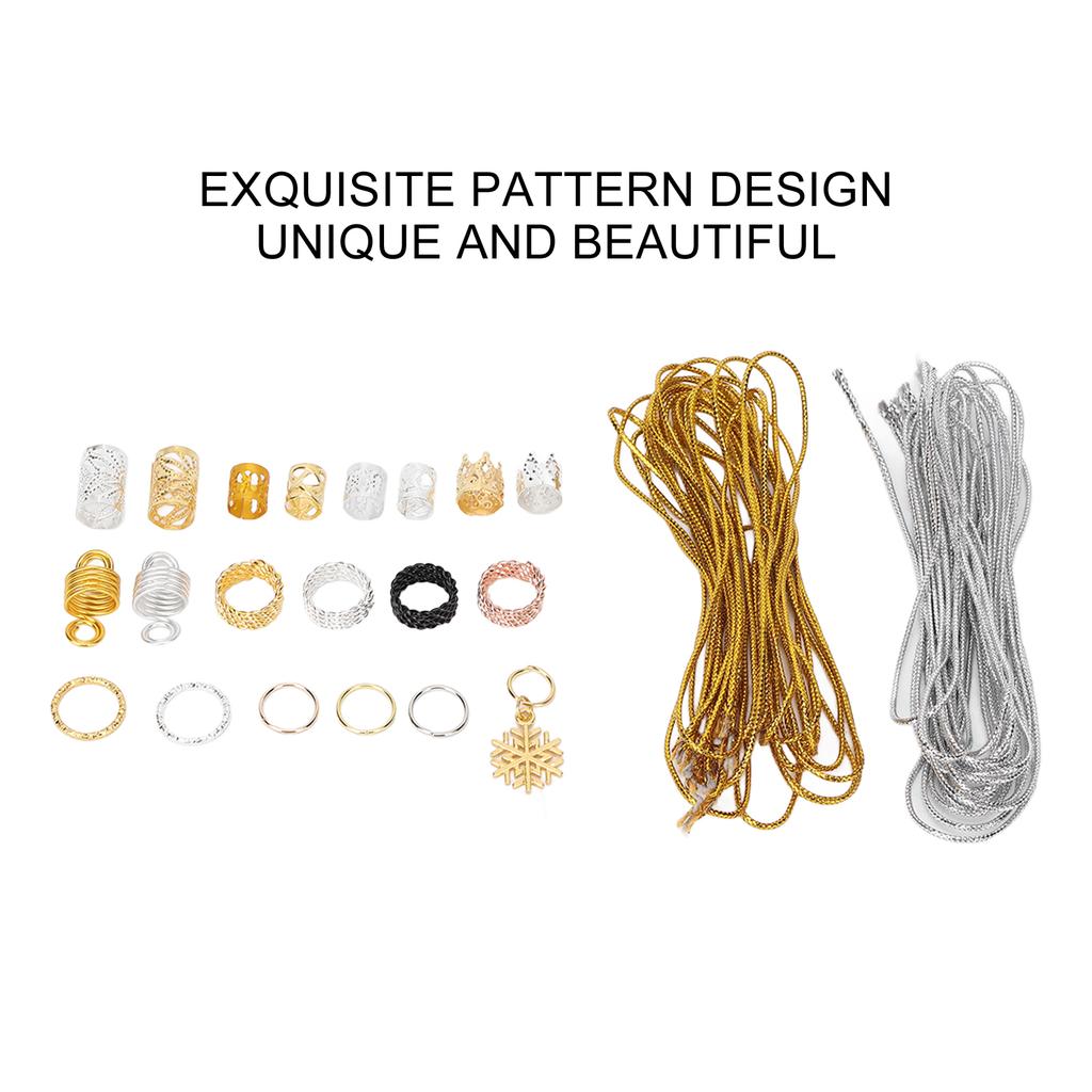 259pcs Dreadlock Bead Ring Kit DIY Exquisite Fashionable Hair Braid Ring Clips Decoration Accessories