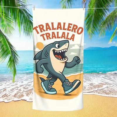Interessantes Tralalero Tralala Bedrucktes Strandtuch, Anti-Sand Super Saugfähiges Schnelltrocknendes Handtuch, Lustiger Und Humorvoller Wandteppich