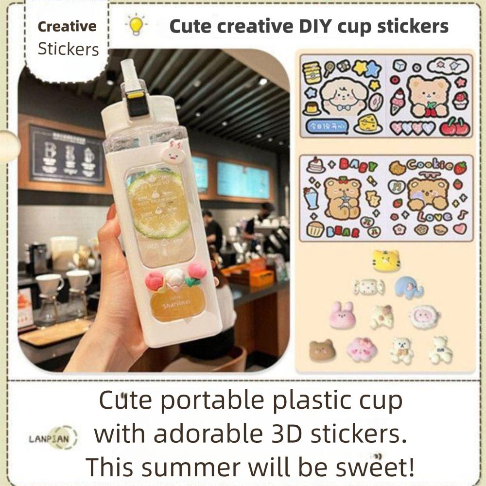Anti-Fall Design Sports Water Bottle High-capacity Water Bottle Ins Style Plastic Cups