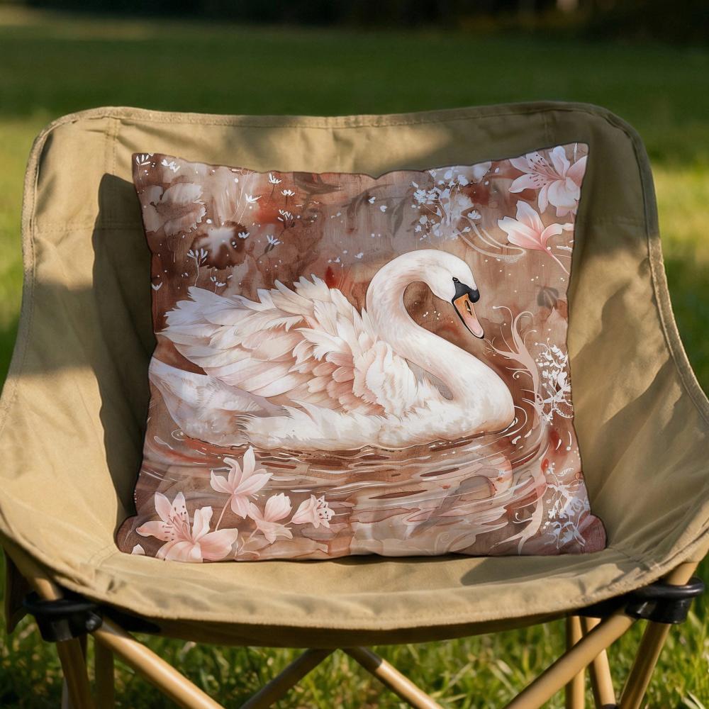 Elegant Swan Floral Cushion Cover Soft Reversible Durable Pillow Cover MultiScene Use for Home Car Daily Comfort