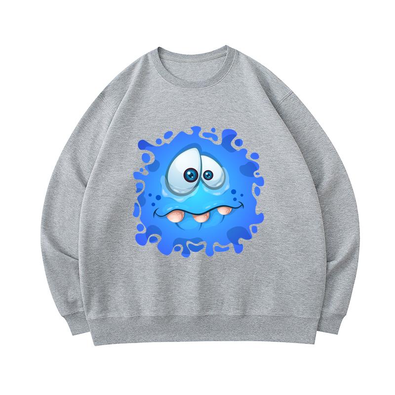 Buy Men's 300 GSM 100 Cotton Sweatshirt Monster Cute Blue Face Stinky