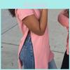 Women's Premium Quality Long T-shirt Round Neck Short Sleeve Split Tops Casual Dress