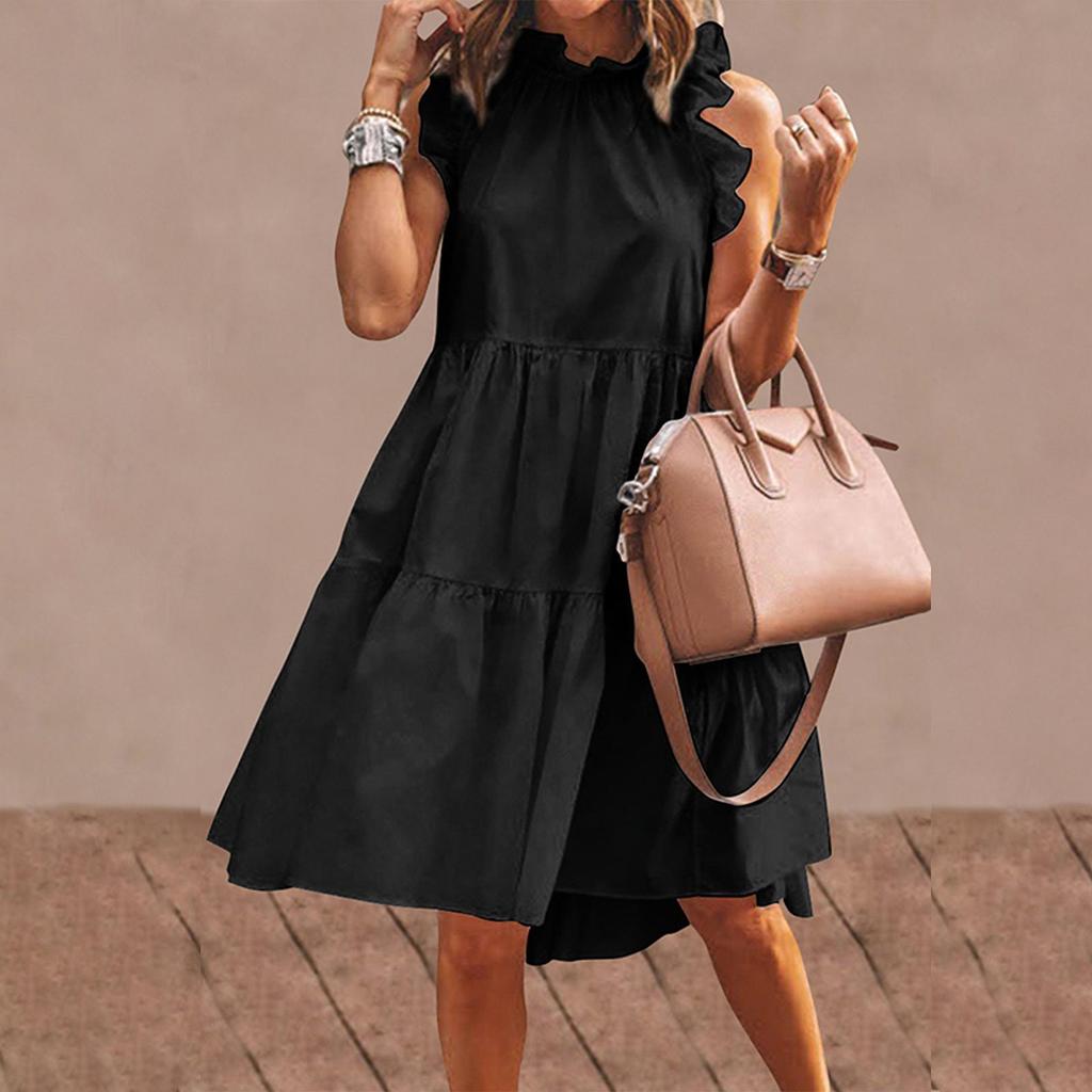 Women's Sleeveless Ruffles Dress Loose Minidress Casual Summer Dress