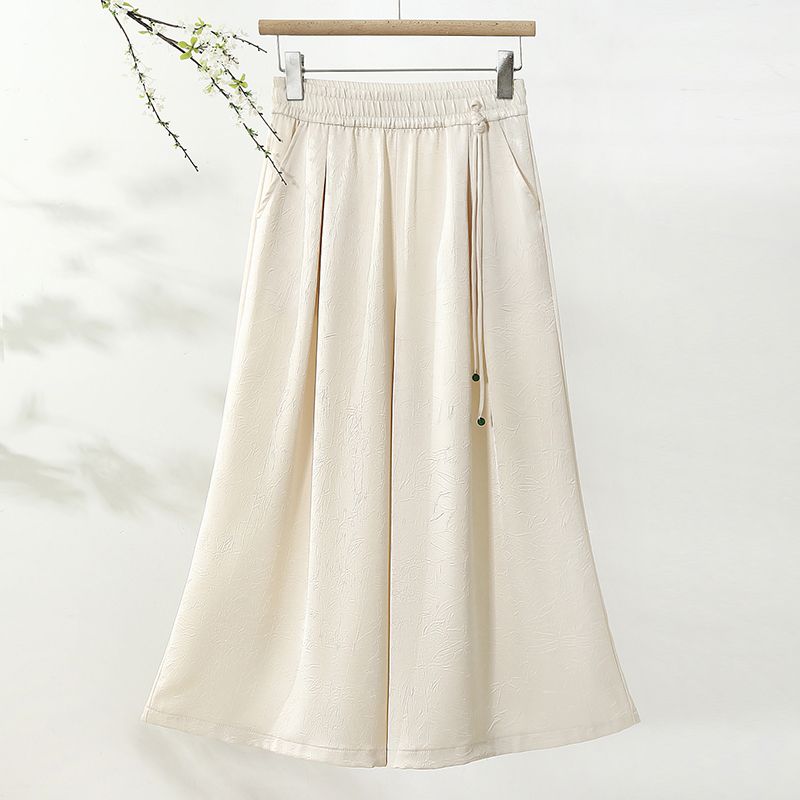 

Revoked by Brand Women s Summer Fashion All-Matching Plaid High Waist New Chinese Style Cool Casual Wide Leg Cropped Culottes Apricot D1B02201 XL