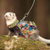Traction Rope Ferret Harness Vest Floral Pattern Squirrel Floral Skirt  Guinea Pig