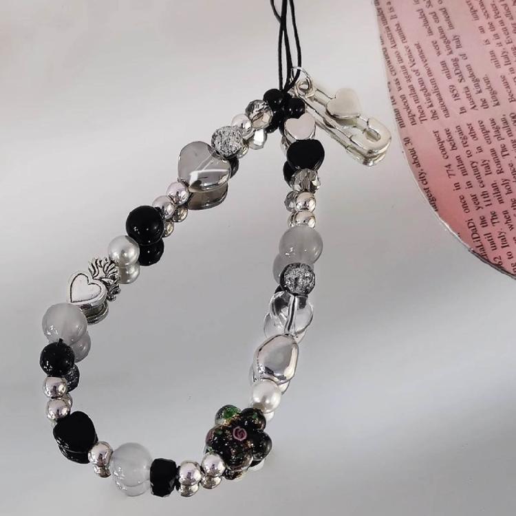 Elegant Flower Bead Pendant Accessory Y2K Heart Phone Charm Strap Hangings Charm
