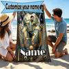 Serviette de plage personnalisée avec nom, impression Leo Messi, pour voyage, camping, fête à la plage, décoration intérieure, cadeau d'anniversaire pour la famille et les amis