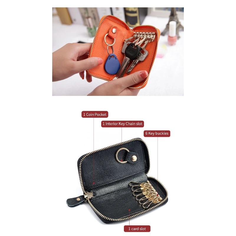 100% Genuine Leather Men's Card Bag, Multifunctional Car Key Bag, Women's Coin Purse