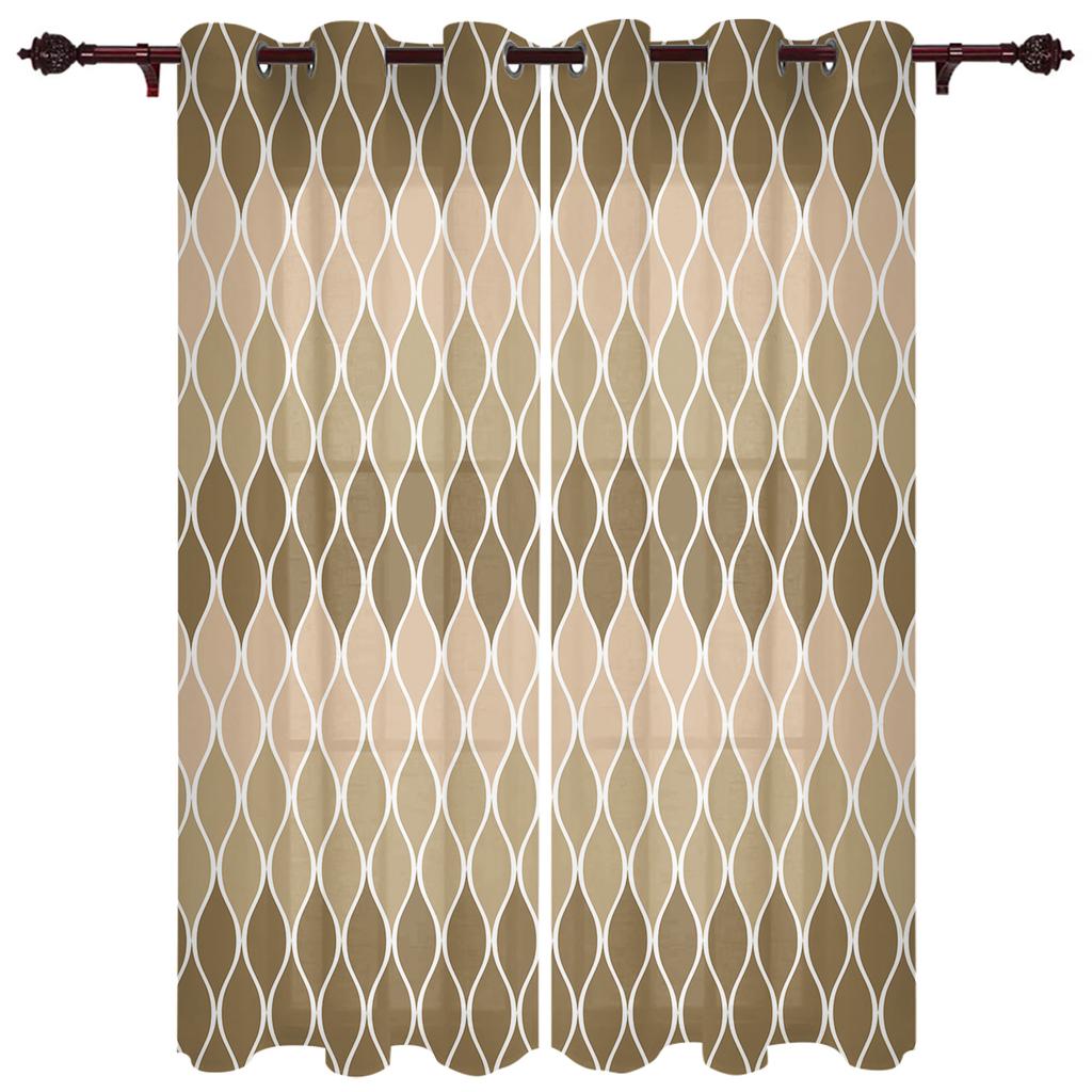 Geometric Blue Grey Medieval Print Window Curtains for Living Room Kitchen Curtain with Valance Kids Room Home Decor
