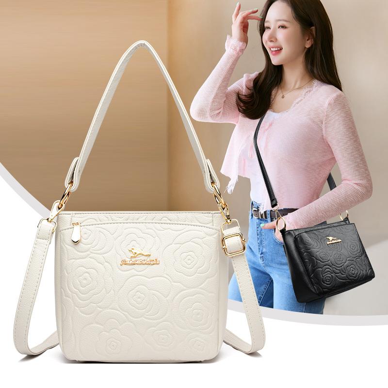 Simple and large-capacity bag women's 2025 autumn and winter fashion messenger bag versatile shoulder small square bag soft leather mother bag