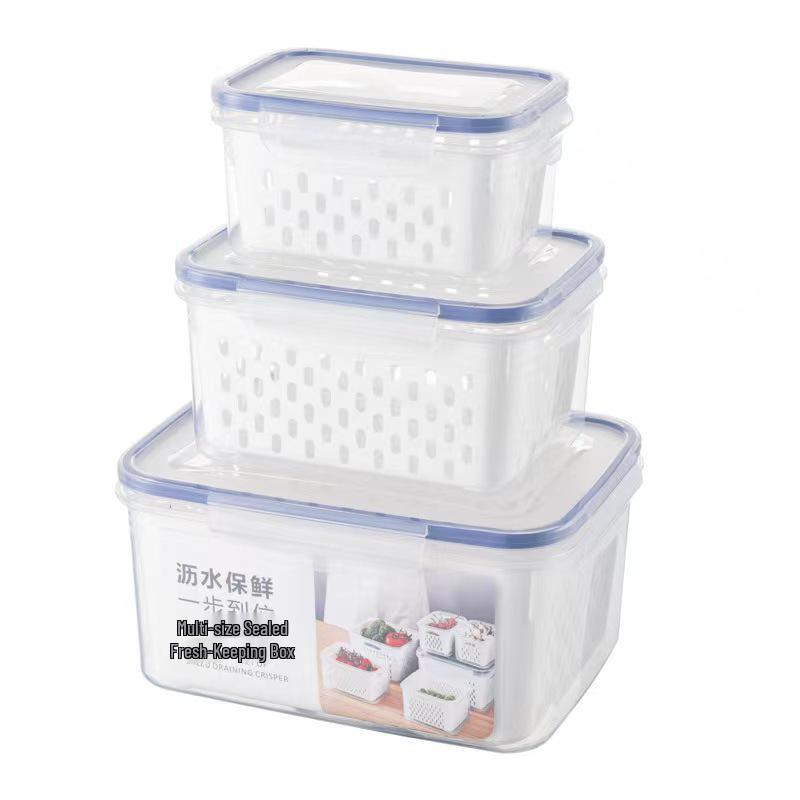 Rectangular Transparent Food-Grade Plastic Storage Box with Lid for Refrigeration