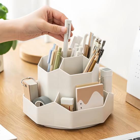 360 Degrees Rotating Desk Organizer Large Capacity Pen Holder Multifunctional Office Desk Accessory for Office Supplies And Makeup Brushes