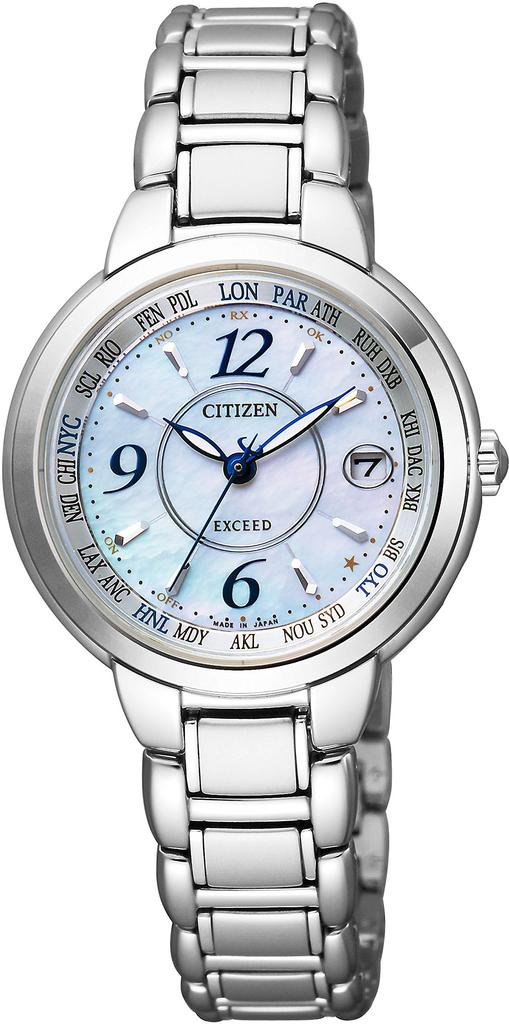 Citizen Exceed Titanium Collection World Time Watch Silver Eco-Drive Radio-Controlled EC1090-58A