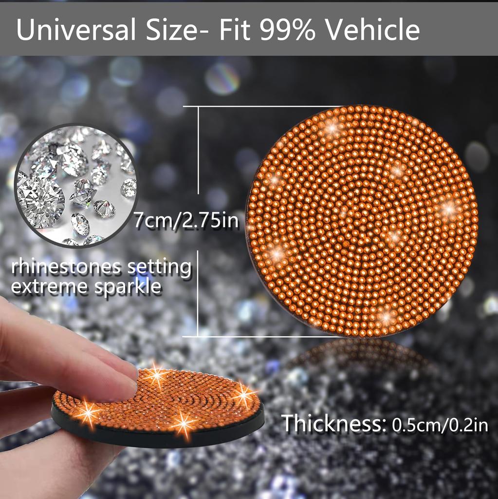 NBTEPEM Bling Car Cup Holder Coasters 2.75 Inch Anti-slip Shockproof Universal Fashion Car Coaster