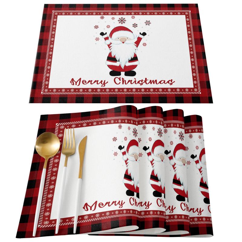 

1 шт. рождественские салфетки под приборы, коврики для обеденного стола, термостойкие салфетки под приборы в виде Санта-Клауса и снеговика для новогодней вечеринки, рождественского украшения дома 33x48cm