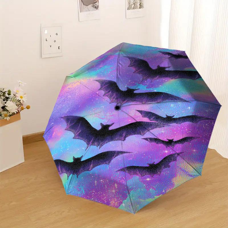 1pc Bat Galaxy Pattern Umbrella  Automatic Opening and Closing Umbrella, High quality Umbrella, Ideal Gift for Her 345