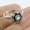 Moonstone Ring, Dainty Ring, 925 Sterling Silver Handmade Bohemian Ring, Round Ring, Birthday Gift, Gemstone Ring