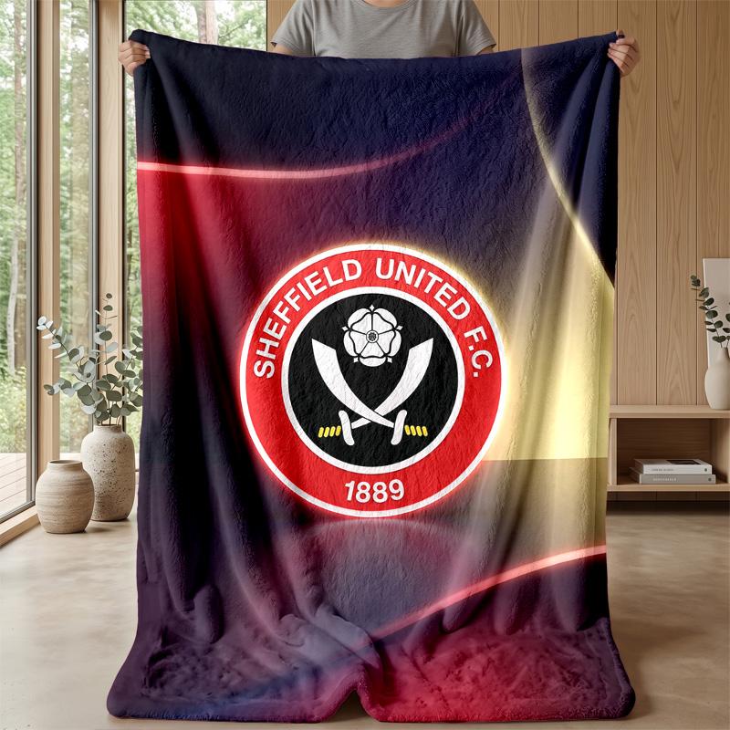 Coperta in Flanella con Stampa Sheffield United Football, Coperta Morbida Calda Leggera per Divano Letto Campeggio