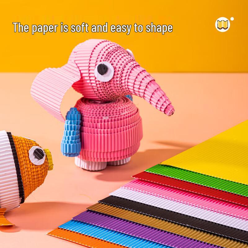 Deli 83613 A4 10-Color Corrugated Craft Paper
