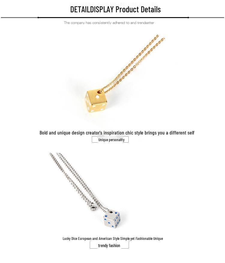 Trendy Unisex Lucky Dice Pendant Necklace: Minimalist Solid Color Design