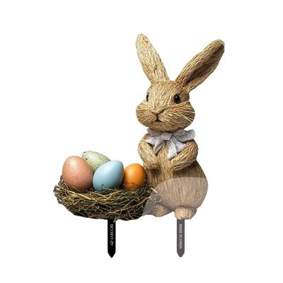 Colorful Rabbit and Eggs Yard Sign for Easters and Spring Celebration Weather Resistant Garden Insert Animal Stake