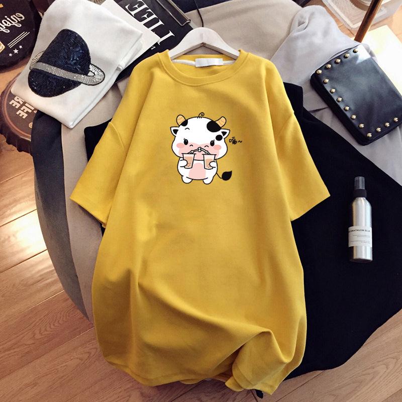 Maternity Summer Short-Sleeve Cotton T-Shirt - Fashionable Loose Fit Mid-Length Top for Expecting Moms (2023)