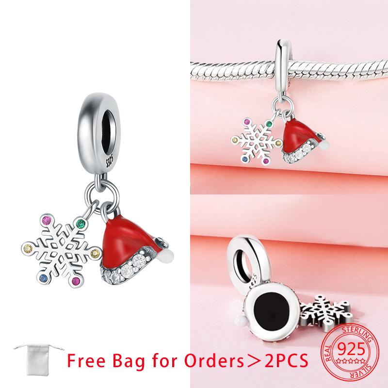 Santa Claus Christmas Tree Sleigh Gingerbread Man Beads Copper Charms Pendant Fit Women Diy Original Bracelet Jewelry Gift