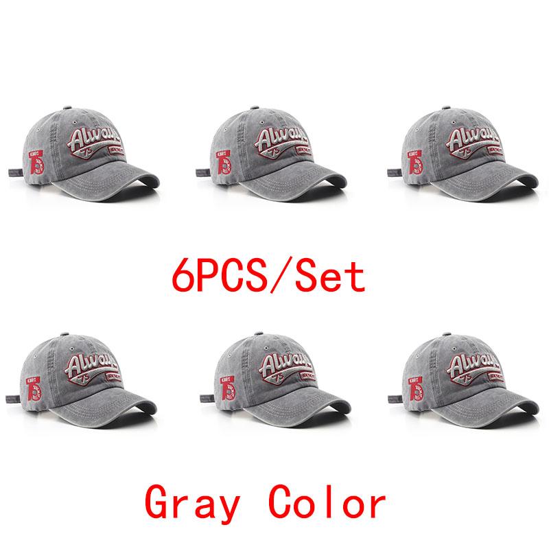6PCS Embroidered Baseball Cap For Women Men New Spring Summer Solid Sunhat Retro Washable Sport Snapback Cap Hip Hop Fishing Hat