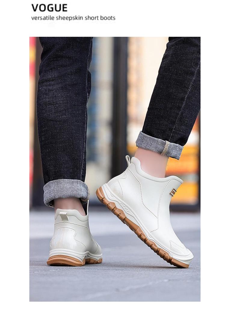 Men's Non-Slip Waterproof Low-Cut Rain Boots for Fishing and Outdoor Use