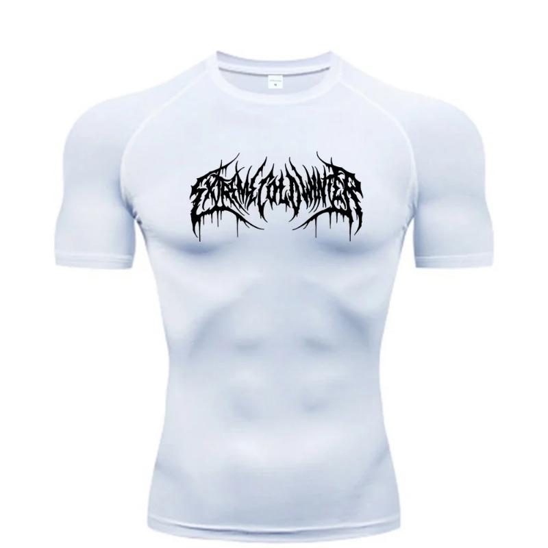 Abbigliamento Fitness Estivo Felpa a Compressione Manica Corta Uomo Corsa Asciugatura Rapida Top Palestra Allenamento Bodybuilding Maglietta