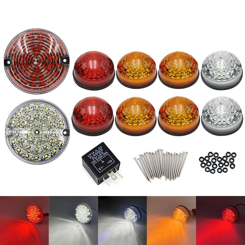 For Land Rover Defender 1983-2016 Colorful Lens LED Update Complete Light Kits Front Rear Indicator Light Tail Lmap Fog Reverse