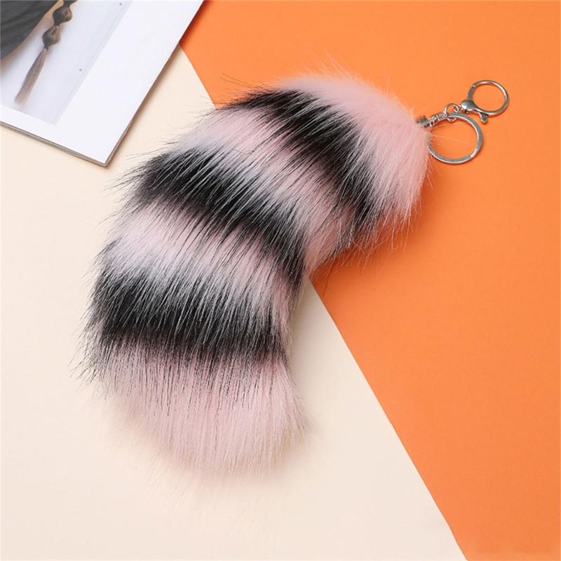 Plush Foxes Tail Keychain Soft And Cute Accessory Plush Keyring Decors For Bags Keys Or Home Decors 18cm Long