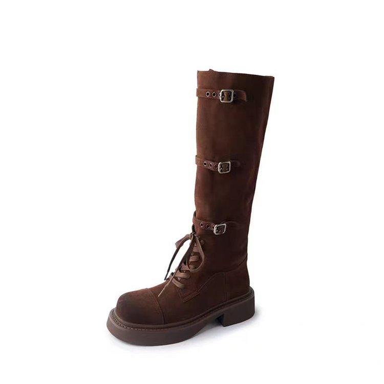 

[youshilai] long boots women s 2025 autumn and winter new models but knee British style thick heel high knight boots 40