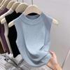 Versatile Sweater Knitted Slim Solid Color Base Layer Camisole Tank Top High Neck Short Outer Wear Sleeveless Top