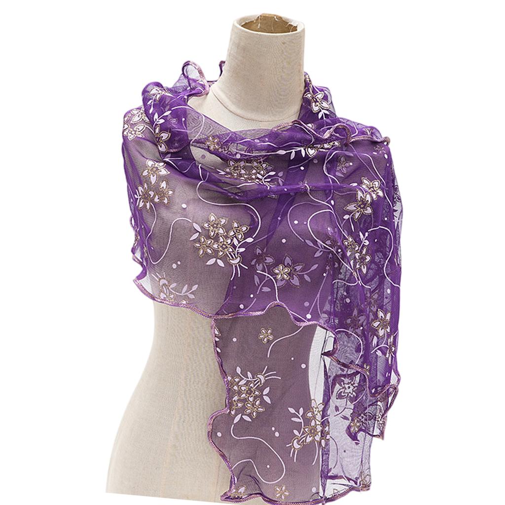 Delicate Flower Lace Scarf Lightweight Polyester Fabric Elegant Design Fashionable Accessory