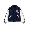Unisex College Style Patch Embroidery Baseball Jacket Short Loose Fit Cotton Outerwear Teens