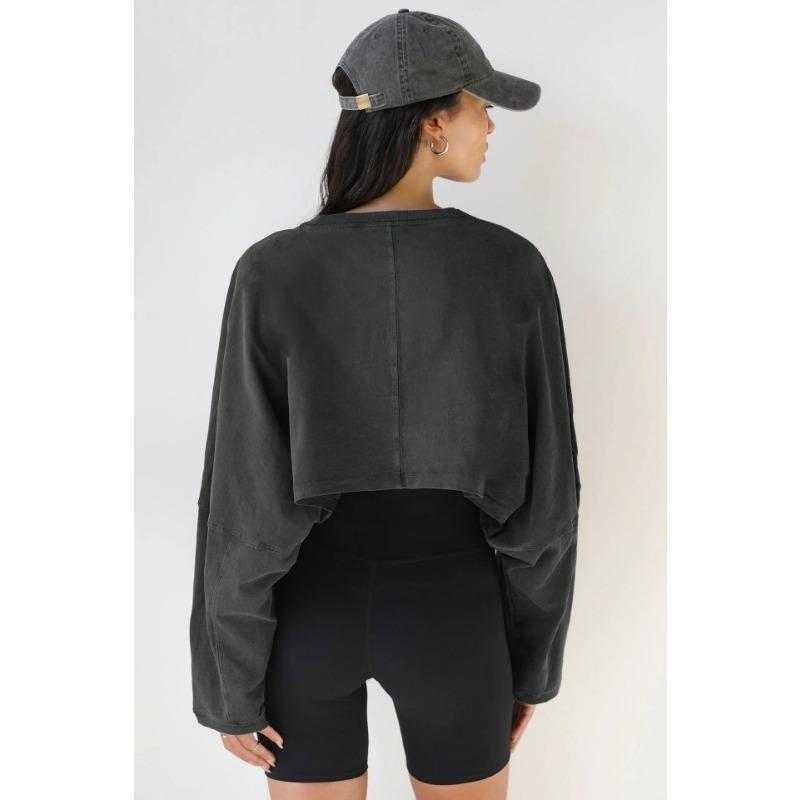 Pull Révélateur à Col Rond pour Femme Haut à Manches Longues en Tricot T-shirt Court de Sport