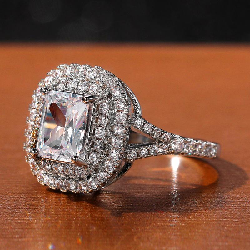 Neu Wunderschöne Volle Zirkon Hochzeit Ringe Frauen Schillernden Kristall Zirkonia Vorschlag Engagement Party Ring Luxus Schmuck