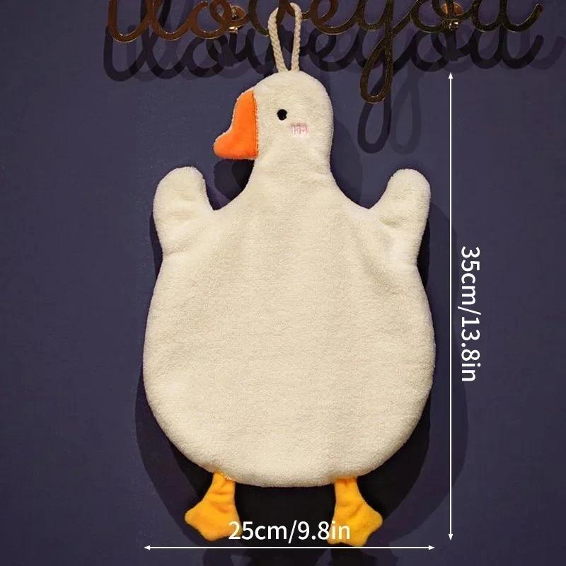 Hand Towels Cute Duck Hanging Towel Kitchen Bathroom Goose Bathing Ball Soft Absorbent Microfiber Wipe Towel Cartoon Kids Towels