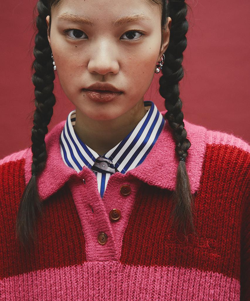 COCANCL Ccl Mohair Collar Knit/Pink