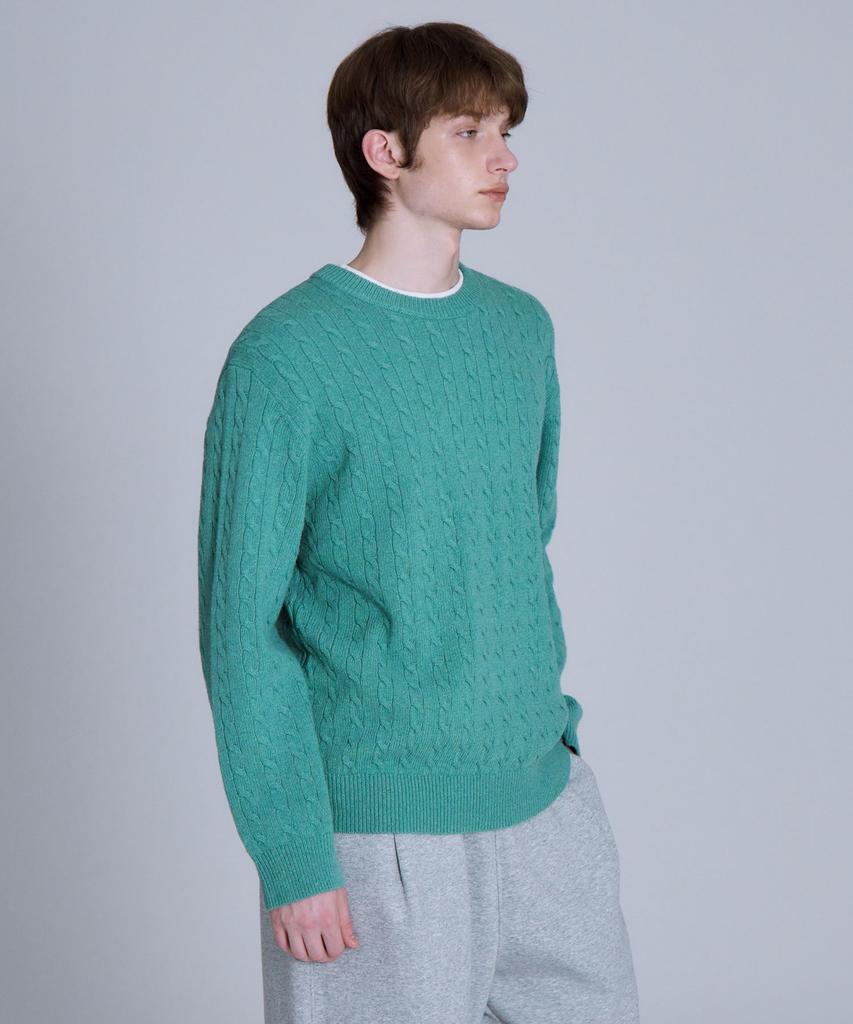 BASIC HOUSE Cable Round Neck Knit Mint Lykt7101 (Type B)