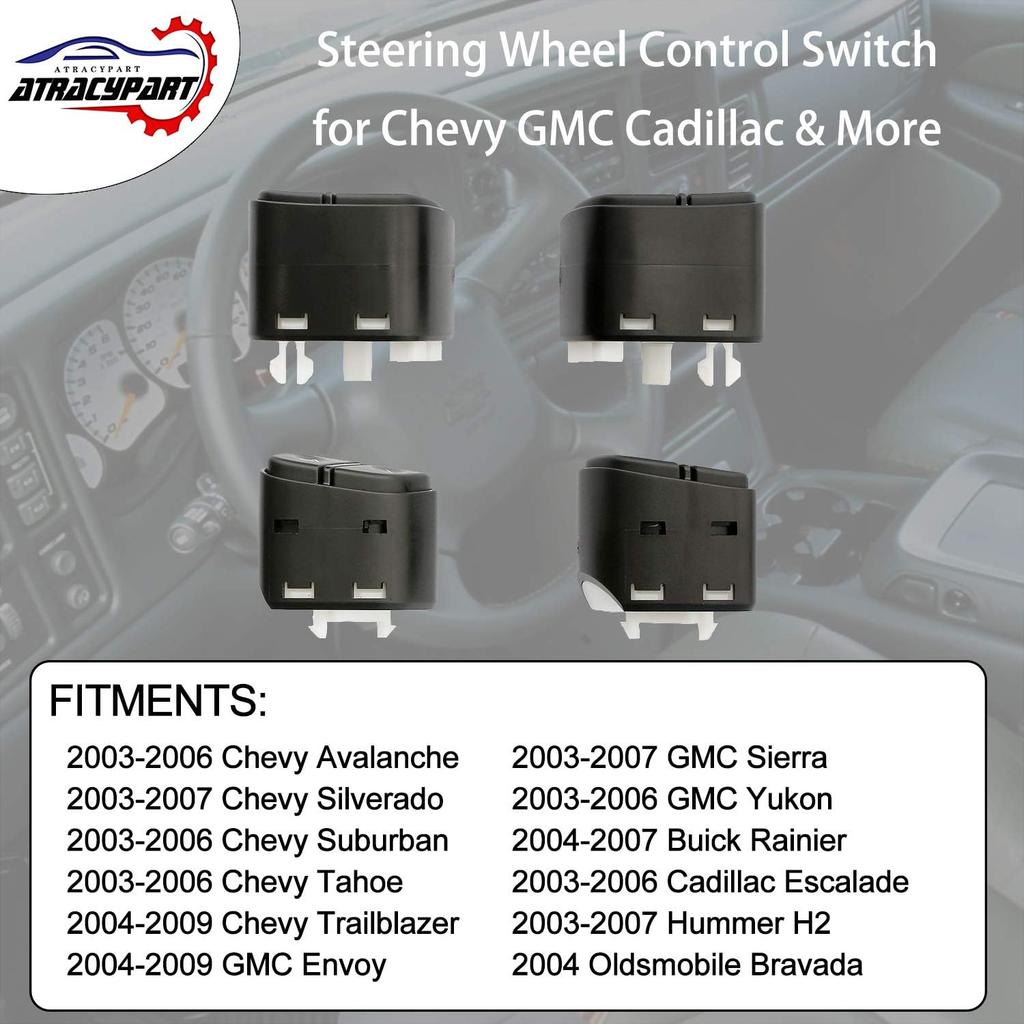 Steering Wheel Control Switch Button | for 2003-2009 Chevy Silverado Suburban Tahoe Avalanche GMC Sierra Yukon Cadillac Escalade & More | Replaces#